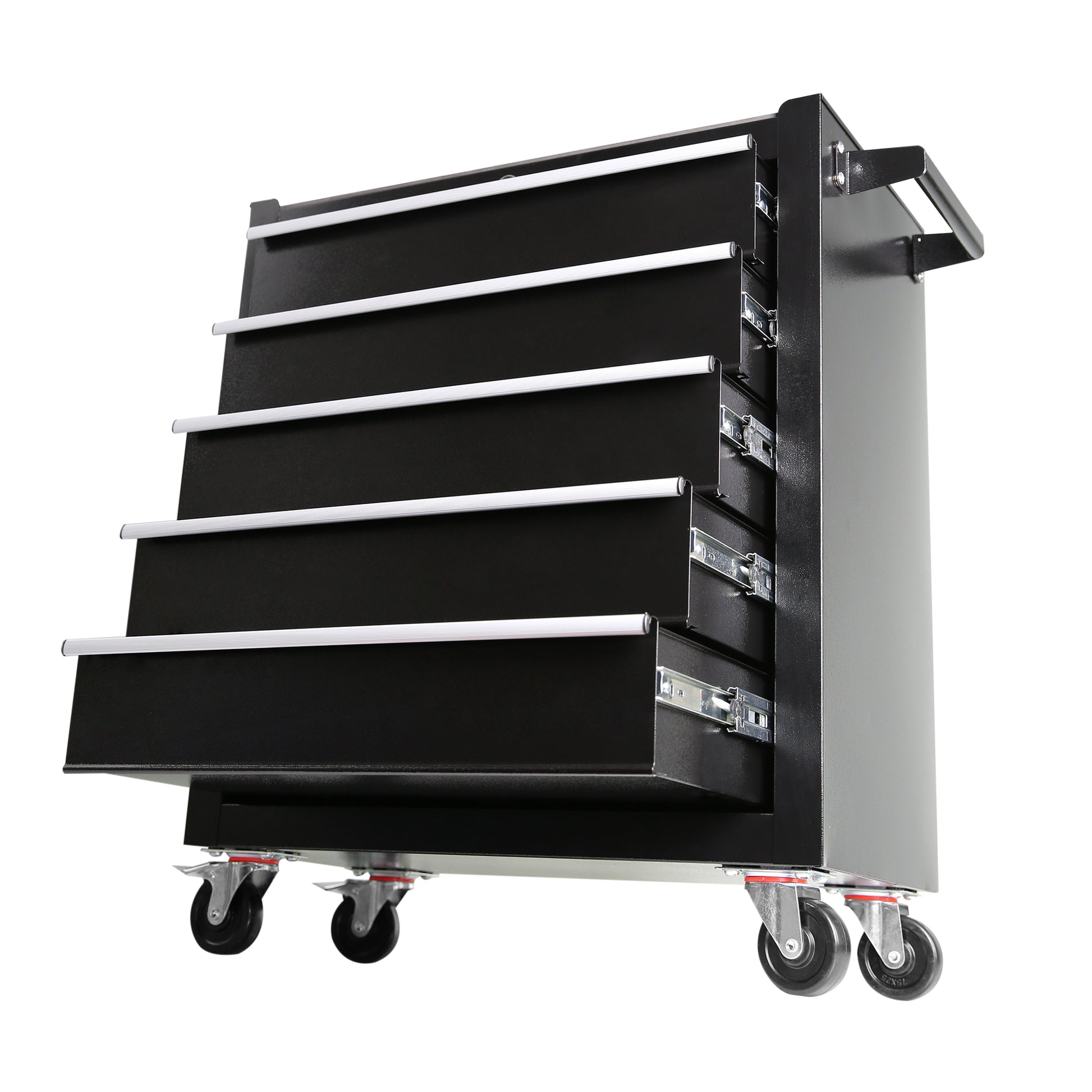 5 Drawers Rolling Tool Chest Cabinet With Wheels, Tool Storage Cabinet And Tool Box Organizer For Garage Warehouse Workshop, Black Black Steel