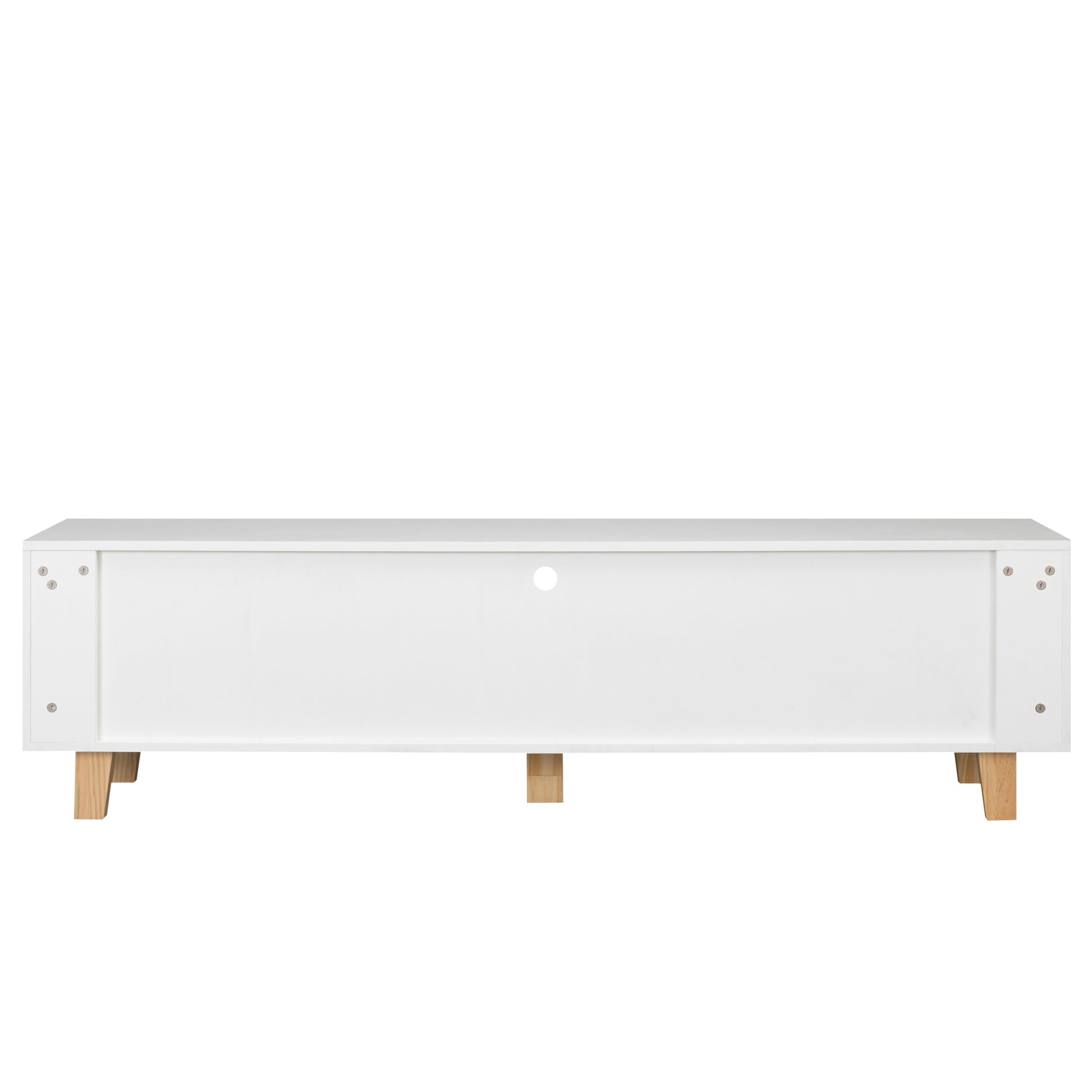 Tv Stand,Tv Cabinet,Entertainment Center,Tv Console,Media Console,Plastic Door Panel,With Led Remote Control Light,Metal Handle,Solid Wooden Leg,Can Be Placed In The Living Room,Color:White White White Primary Living Space 60 69 Inches 60 69 Inches