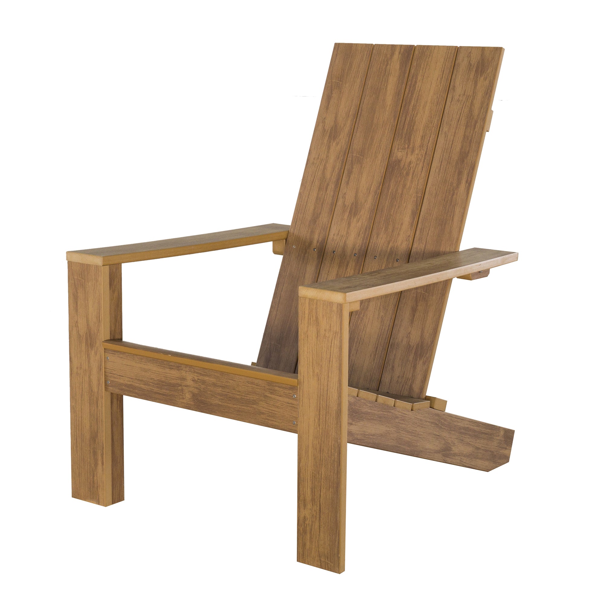 Outdoor Slat Back Plastic Wood Adirondack Chair Brown Plastic