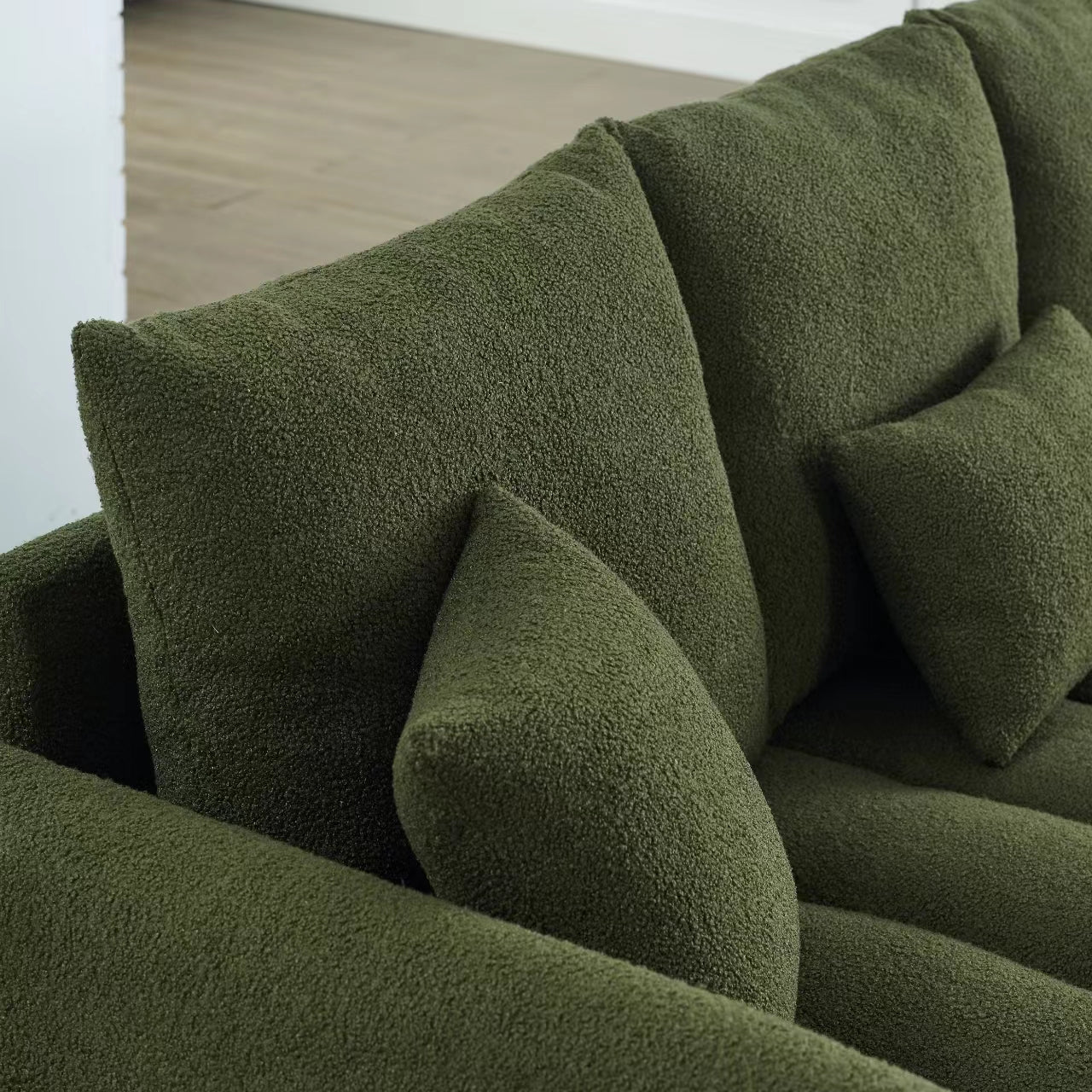 Video Mh 82" Premium Teddy Fabric Sofa With 3 Back Pillows And 3 Back Cushions Solid Wood Frame 3 Seater Sofa, Oversized Upholstered Chair For Living Room, Bedroom, Apartment And Office Green Wood Primary Living Space Foam Wood 3 Seat