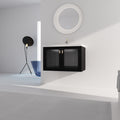 32 Inch Wall Mounted Bathroom Vanity With Sink, For Small Bathroom Kd Packing Black Chestnut 2 Bathroom Wall Mounted Modern Plywood