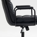 Office Chair,Mid Back Home Office Desk Task Chair With Wheels And Arms Ergonomic Pu Leather Computer Rolling Swivel Chair With Padded Armrest,The Back Of The Chair Can Recline 40 Black Black Office American Design Foam Pu