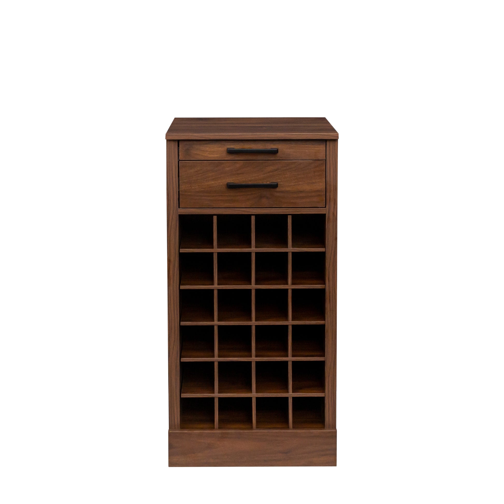 Brown Walnut Color Modular 24 Wine Bar Cabinet Buffet Cabinet Walnut Brown Mdf