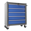 5 Drawers Rolling Tool Chest With Wheels, Portable Rolling Tool Box On Wheels, Tool Chest Organizer For Garage, Workshop, Home Crafts Use Blue Grey Steel