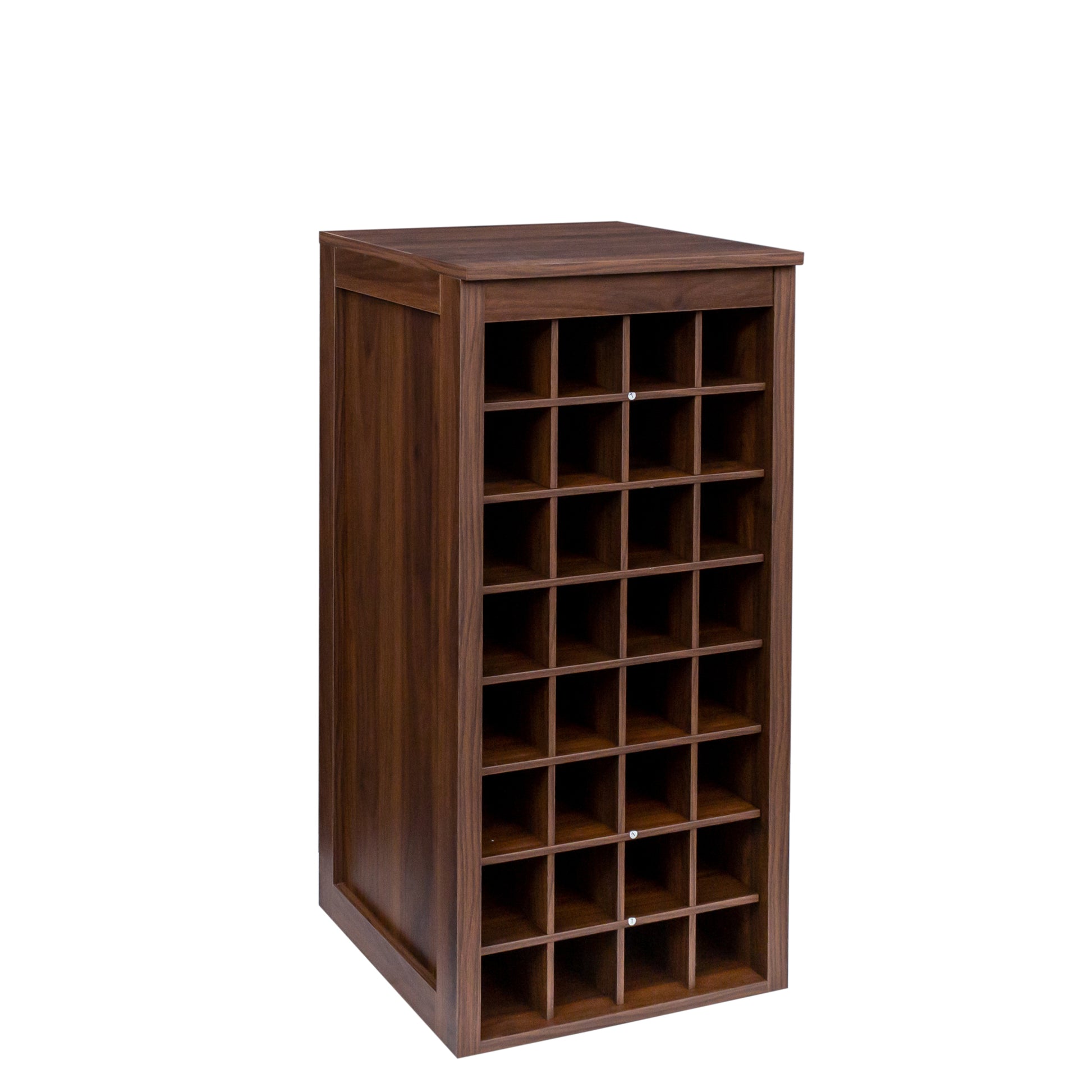 Brown Walnut Color Modular 32 Wine Bar Cabinet Buffet Cabinet Walnut Brown Mdf