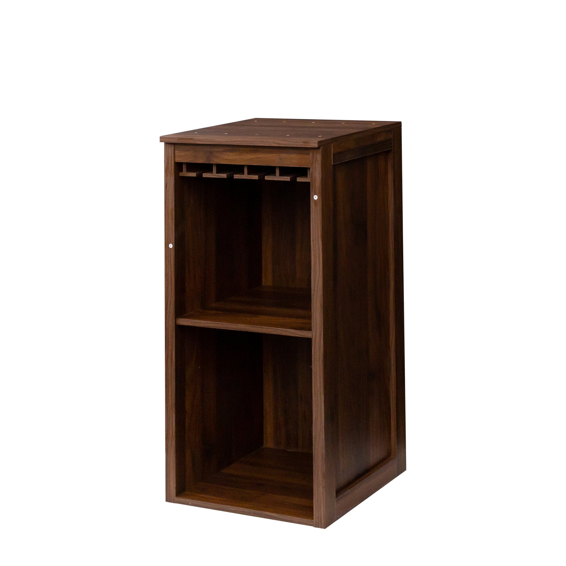 Brown Walnut Color Modular Wine Bar Cabinet With Storage Shelves With Hutch For Dining Room Walnut Brown Mdf