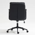 Office Chair,Mid Back Home Office Desk Task Chair With Wheels And Arms Ergonomic Pu Leather Computer Rolling Swivel Chair With Padded Armrest,The Back Of The Chair Can Recline 40 Black Black Office American Design Foam Pu