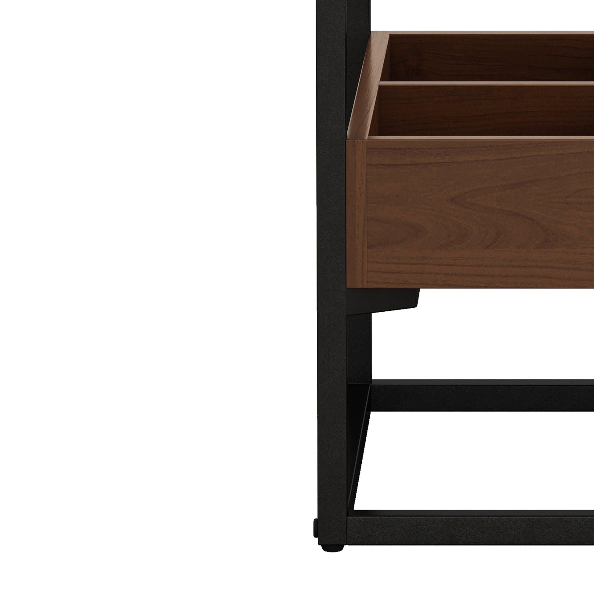 17.72" Modern Coffee Table Side Table, Nightstand With Storage Shelf And Metal Legs For Bedroom, Living Room Set Of 2 Black Mdf Glass