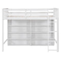 Twin Size Loft Bed With 8 Open Storage Shelves And Built In Ladder, White White Solid Wood Mdf
