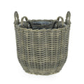 3 Pack Wicker Multi Purposes Basket With Handler Planter Basket Gray Gray Plastic Rattan