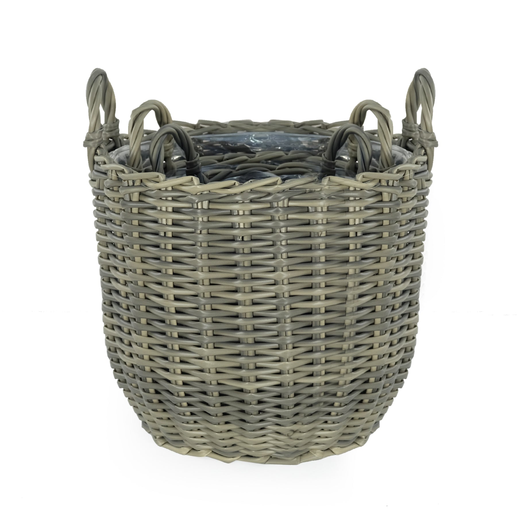 3 Pack Wicker Multi Purposes Basket With Handler Planter Basket Gray Gray Plastic Rattan