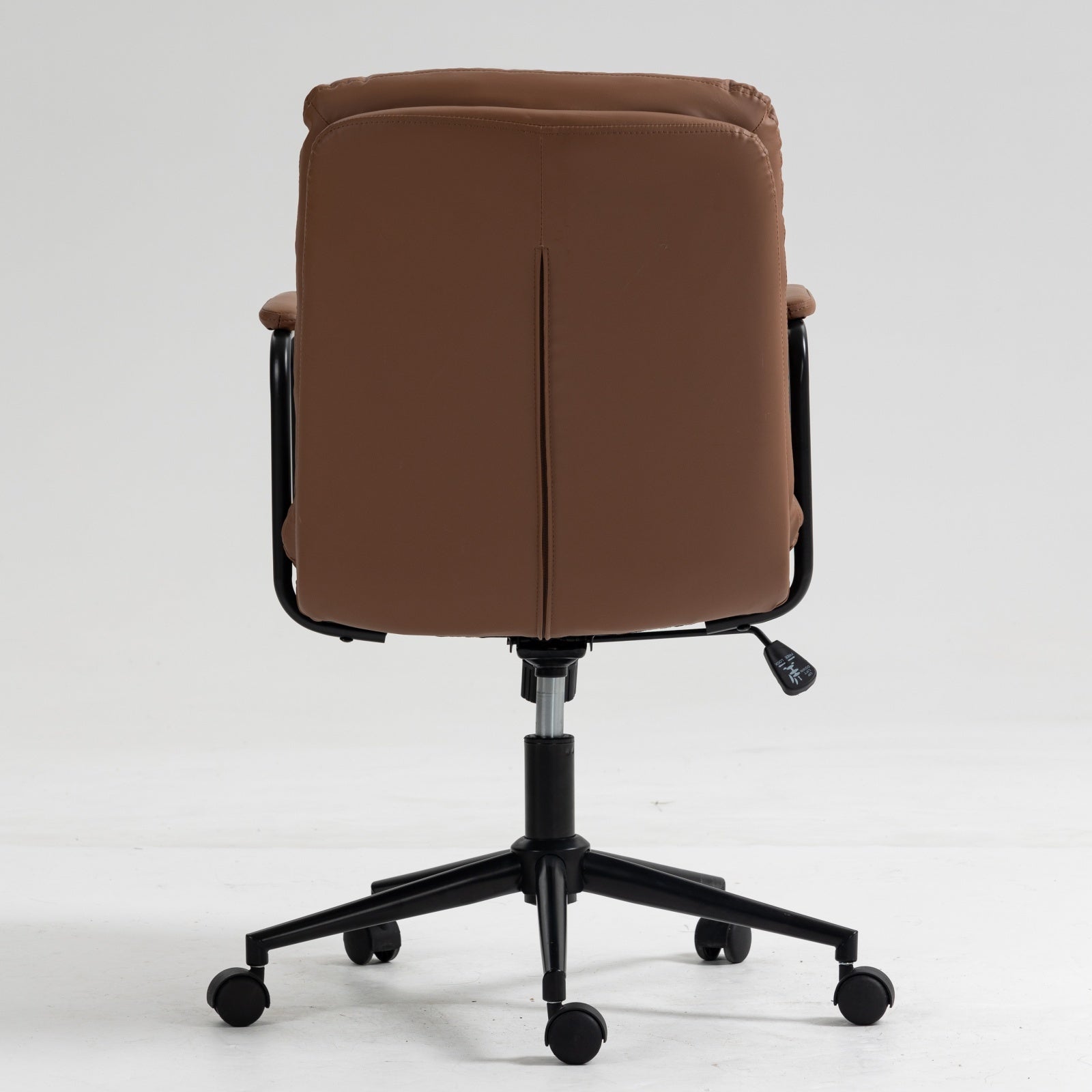 Office Chair,Mid Back Home Office Desk Task Chair With Wheels And Arms Ergonomic Pu Leather Computer Rolling Swivel Chair With Padded Armrest,The Back Of The Chair Can Recline 40 Brown Brown Office American Design Foam Pu Leather