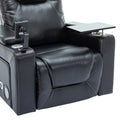 270 Degree Swivel Pu Leather Power Recliner Individual Seat Home Theater Recliner With Surround Sound, Cup Holder, Removable Tray Table, Hidden Arm Storage For Living Room, Black Black Foam Pu Leather