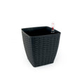 2 Pack Self Watering Planter Hand Woven Wicker Thin Square Espresso Espresso Plastic Rattan