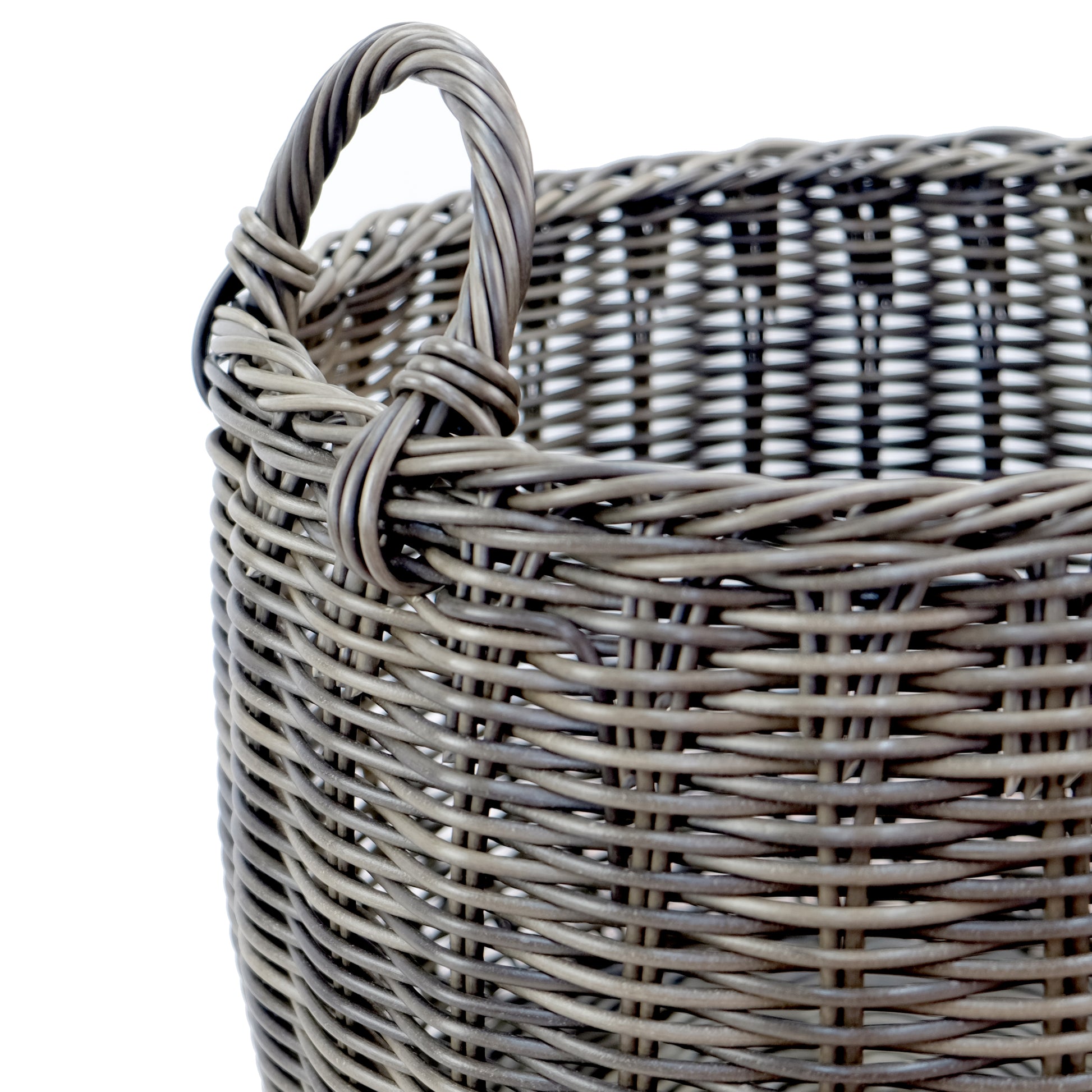 2 Pack Stackable Hand Woven Wicker Storage And Laundry Basket With Handles Dark Gray Plastic