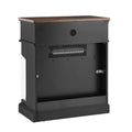 25 Inch Stand Side Table With 3 Sided Glass Electric Fireplace Powder Coated Electric Antique Black Vent Free Primary Living Space Yes Insert Wood Stainless Steel Glass Electric