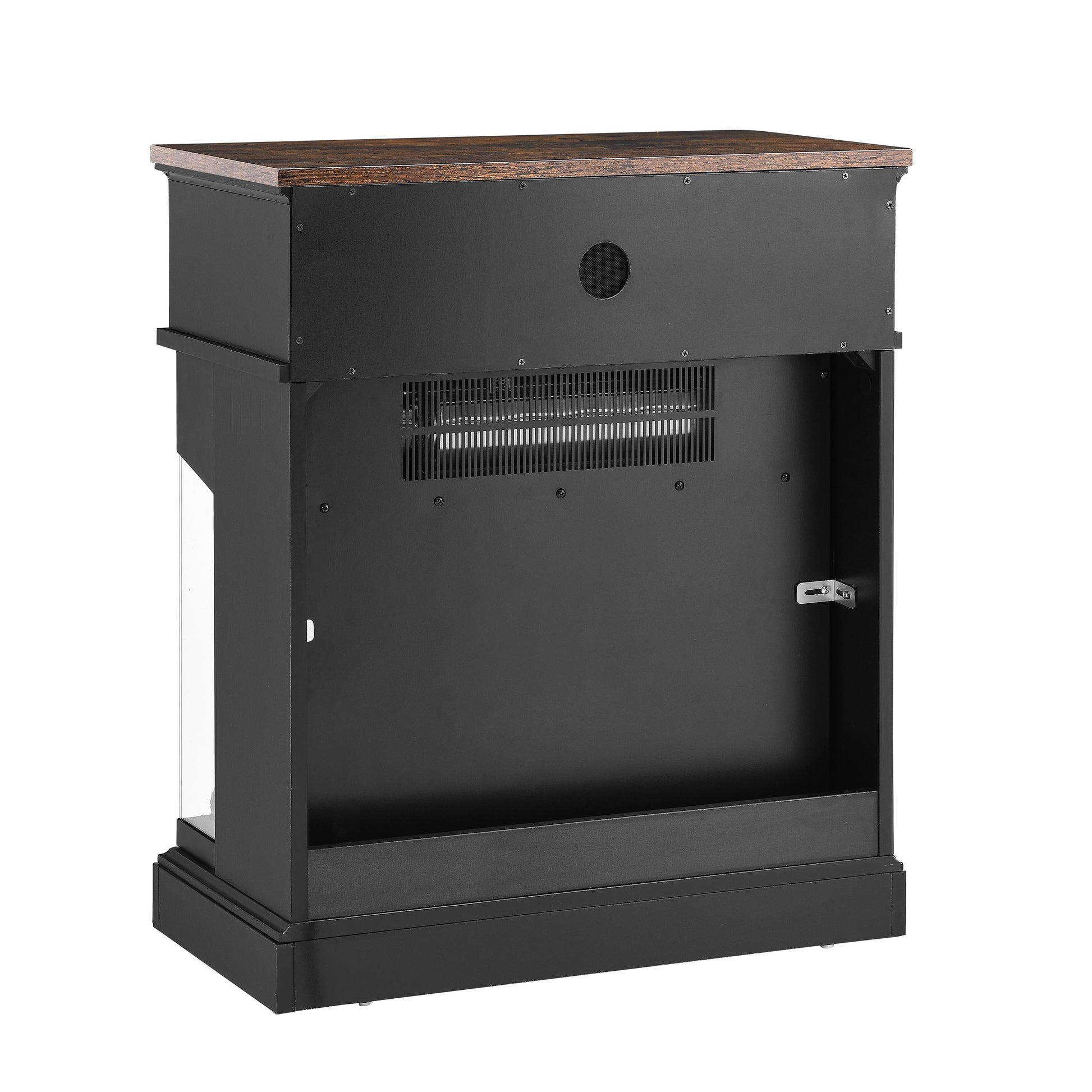 25 Inch Stand Side Table With 3 Sided Glass Electric Fireplace Powder Coated Electric Antique Black Vent Free Primary Living Space Yes Insert Wood Stainless Steel Glass Electric
