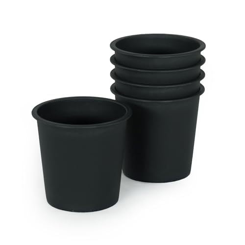 5" Round Nursery Plant Pot Garden Plastic Pots With Drainage 5 Pack Black Plastic