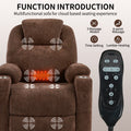 Up To 350 Lbs Chenille Power Lift Recliner Chair, Heavy Duty Motion Mechanism With 8 Point Vibration Massage And Lumbar Heating, Usb And Type C Ports, Stainless Steel Cup Holders, Brown White Metal Primary Living Space Heavy Duty Pine Brown Chenille