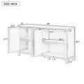 Retro 4 Door Mirrored Buffet Sideboard With Metal Pulls For Dining Room, Living Room And Hallway Navy Navy Solid Wood