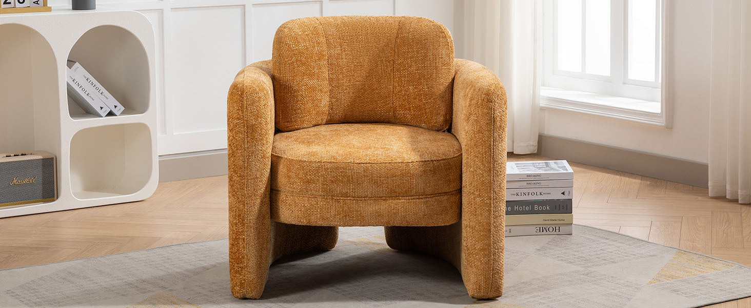 Mid Century Modern Barrel Accent Chair Armchair For Living Room, Bedroom, Guest Room,Office, Pumpkin Orange Pumpkin Orange Upholstered