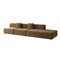 Wks3 Piano Key Combination Sofa, 2 Single Seats Plus 1 Luxury Cloth Sofa, Brown Brown Fabric