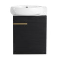 Soft Close Doors Bathroom Vanity With Sink,16 Inch For Small Bathroom Black Chestnut 1 Bathroom Wall Mounted Modern Plywood