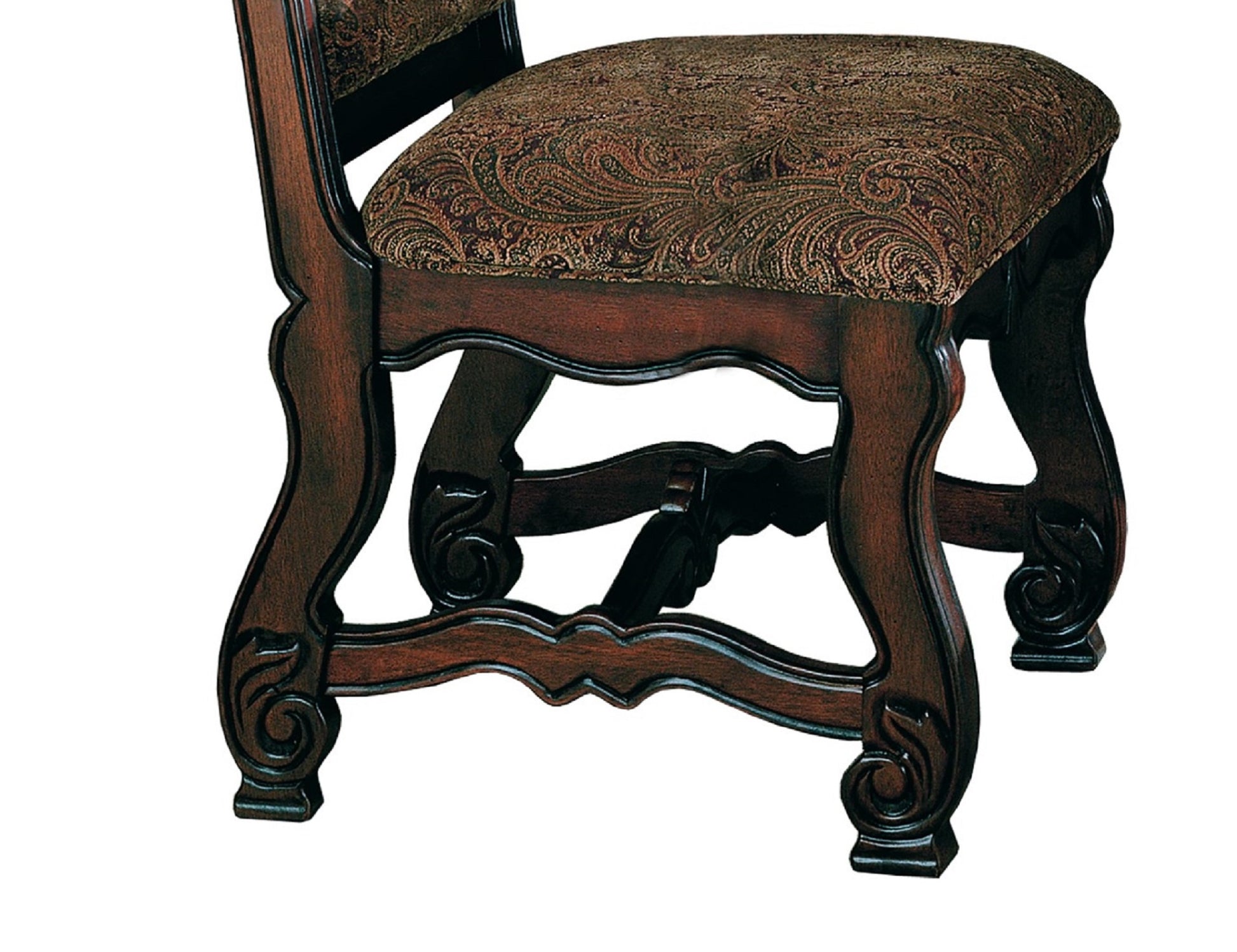 2Pc Formal Traditional Dining Side Chair With Upholstered Padded Seat And Back Dining Room Solid Wood Furniture Luscious Brown Finish And Intricate Carved Detail Brown Brown Dining Room Traditional Side Chair Tufted Back Solid Wood