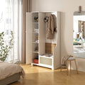 Hall Tree With Bench, Storage Cabinet, Suitable For Living Room, Entryway, Bedroom White Mdf