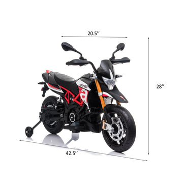 Red, Licensed Aprilia Electric Motorcycle, 12V Kids Motorcycle, Ride On Toy W Training Wheels, Spring Suspension, Led Lights, Sounds & Music, Mp3, Battery Powered Dirt Bike For Boys & Girls Red 50 99 Lbs Iron Plastic Iron Plastic Indoor & Outdoor Use