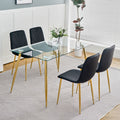 Modern Simple Light Luxury Dining Black Chair Home Bedroom Stool Back Dressing Chair Student Desk Chair Gold Metal Legs Set Of 4 Black Metal