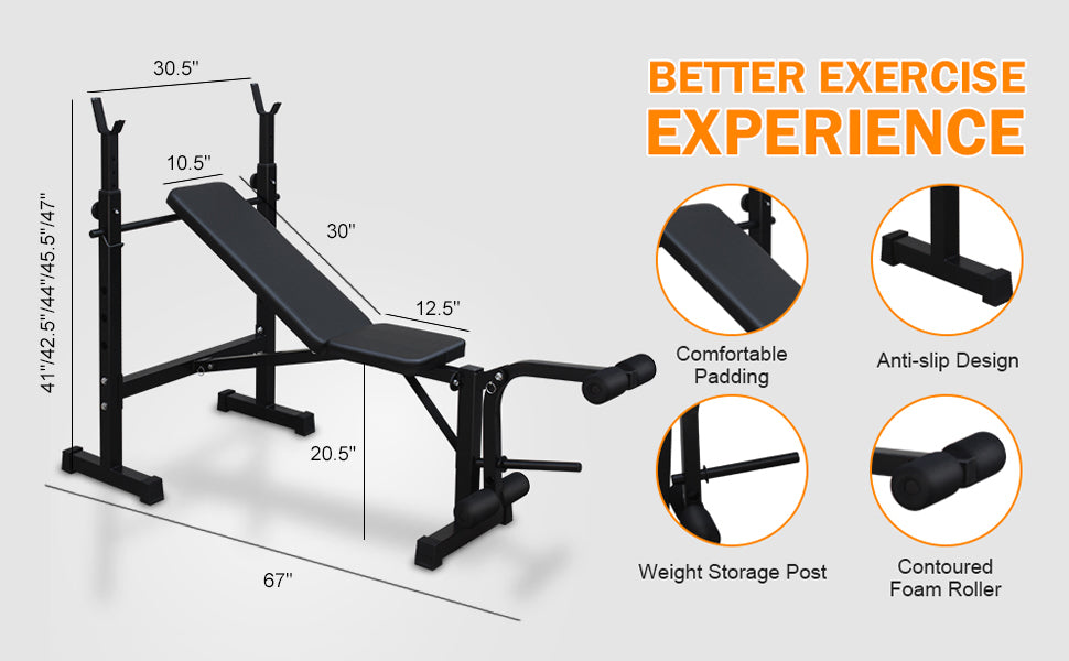 Olympic Weight Bench, Bench Press Set With Squat Rack And Bench For Home Gym Full Body Workout Black Iron