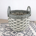 3 Pack Stackable Hand Woven Wicker Storage And Laundry Basket With Handles Gray Beige Plastic