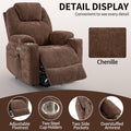 Up To 350 Lbs Chenille Power Lift Recliner Chair, Heavy Duty Motion Mechanism With 8 Point Vibration Massage And Lumbar Heating, Usb And Type C Ports, Stainless Steel Cup Holders, Brown White Metal Primary Living Space Heavy Duty Pine Brown Chenille