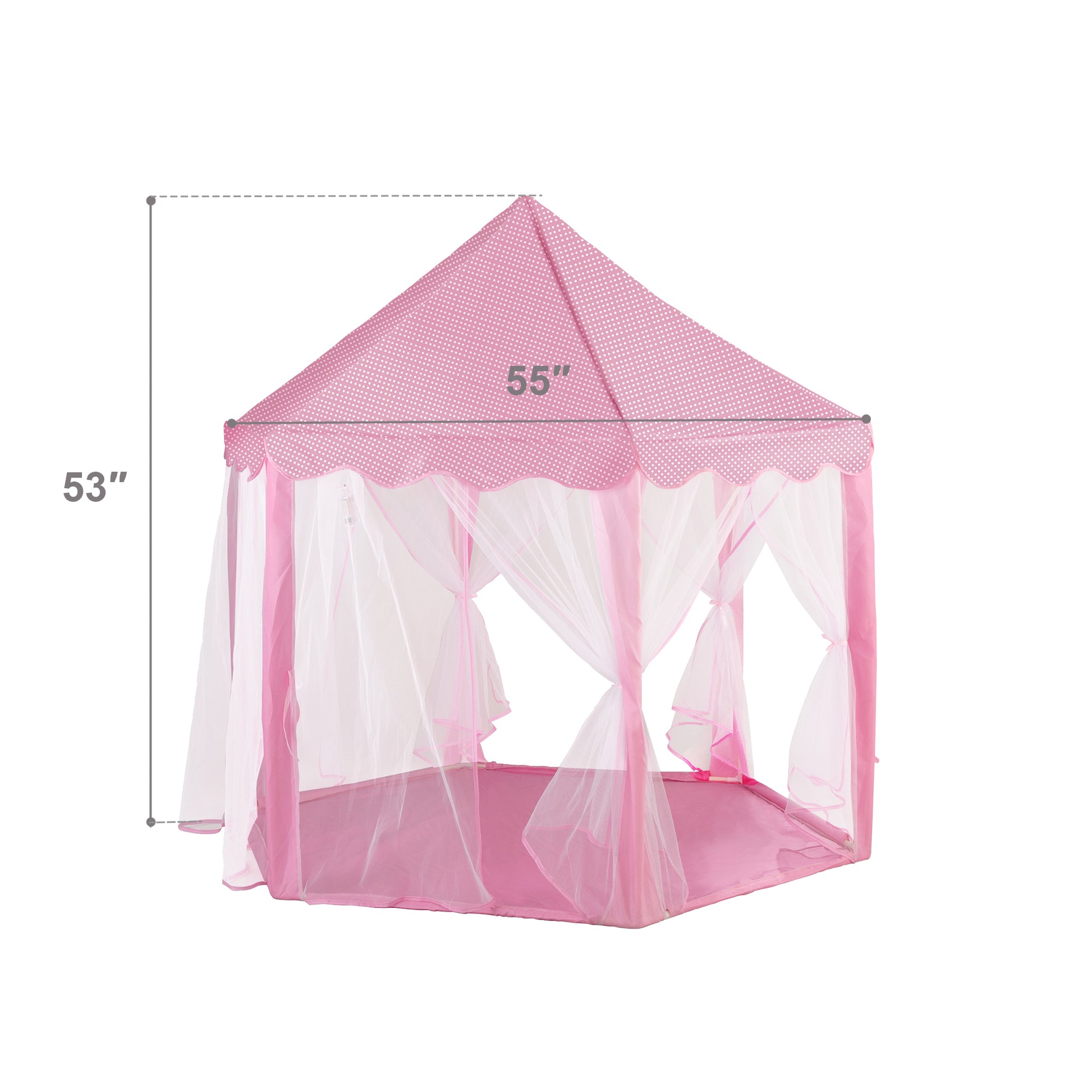 53"H Princess Castle Play Tent House With Led Star Lights For Kids, Indoor And Outdoor, Pink Pink Polyester