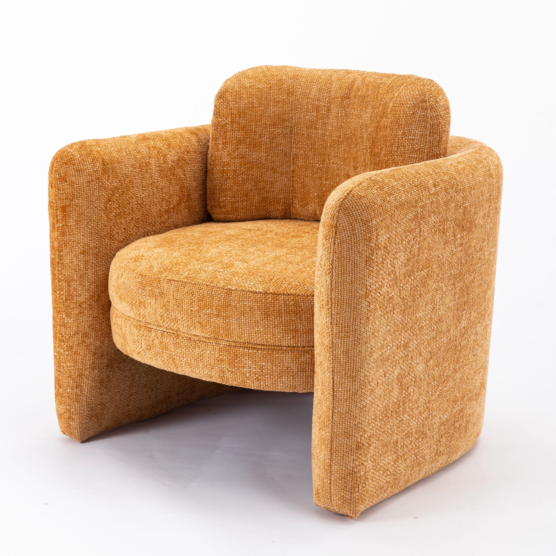 Mid Century Modern Barrel Accent Chair Armchair For Living Room, Bedroom, Guest Room,Office, Pumpkin Orange Pumpkin Orange Upholstered