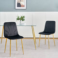 Modern Simple Light Luxury Dining Black Chair Home Bedroom Stool Back Dressing Chair Student Desk Chair Gold Metal Legs Set Of 4 Black Metal