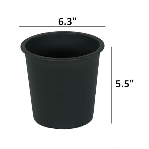 6.3" Round Nursery Plant Pot Garden Plastic Pots With Drainage 5 Pack Black Plastic