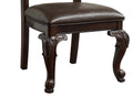 Beautiful Hand Carved Formal Traditional Dining Side Chair With Faux Leather Upholstered Padded Seat And Back Button Tufting Detail Dining Room Solid Wood Furniture Brown Espresso Brown Espresso Dining Room Traditional Side Chair Tufted Back Solid Wood