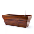 7.8 In. Dark Wood Plastic Rectangle Self Watering Planter Pot Dark Brown Abs