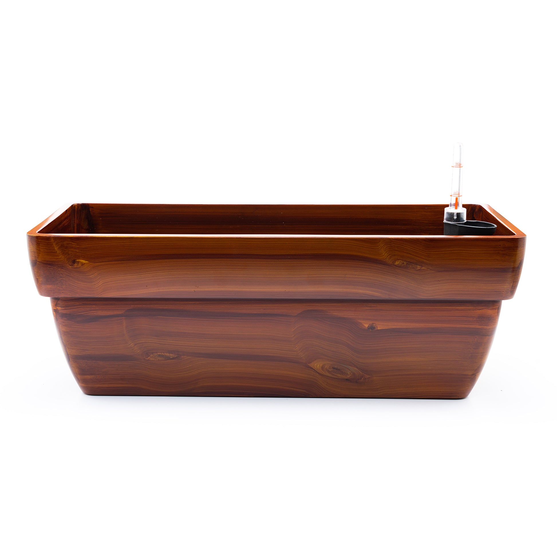 7.8 In. Dark Wood Plastic Rectangle Self Watering Planter Pot Dark Brown Abs