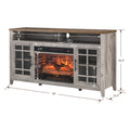 55 Inch Tv Media Stand With Electric Fireplace Kd Inserts Heater,Gray Wash Color Powder Coated Electric Gray Wash Vent Free Primary Living Space Yes Insert Temptered Glass Stainless Steel Mdf Electric