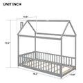 Twin House Bed With Guardrails, Slats ,Grey Twin Grey Wood Bedroom American Design Pine Bed Frame Pine