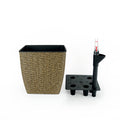 2 Pack Self Watering Planter Hand Woven Wicker Thin Square Natural Natural Plastic Rattan