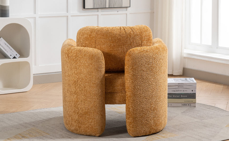 Mid Century Modern Barrel Accent Chair Armchair For Living Room, Bedroom, Guest Room,Office, Pumpkin Orange Pumpkin Orange Upholstered