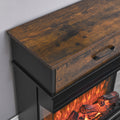 25 Inch Stand Side Table With 3 Sided Glass Electric Fireplace Powder Coated Electric Antique Black Vent Free Primary Living Space Yes Insert Wood Stainless Steel Glass Electric