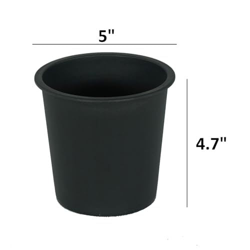 5" Round Nursery Plant Pot Garden Plastic Pots With Drainage 5 Pack Black Plastic