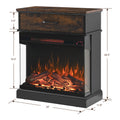 25 Inch Stand Side Table With 3 Sided Glass Electric Fireplace Powder Coated Electric Antique Black Vent Free Primary Living Space Yes Insert Wood Stainless Steel Glass Electric
