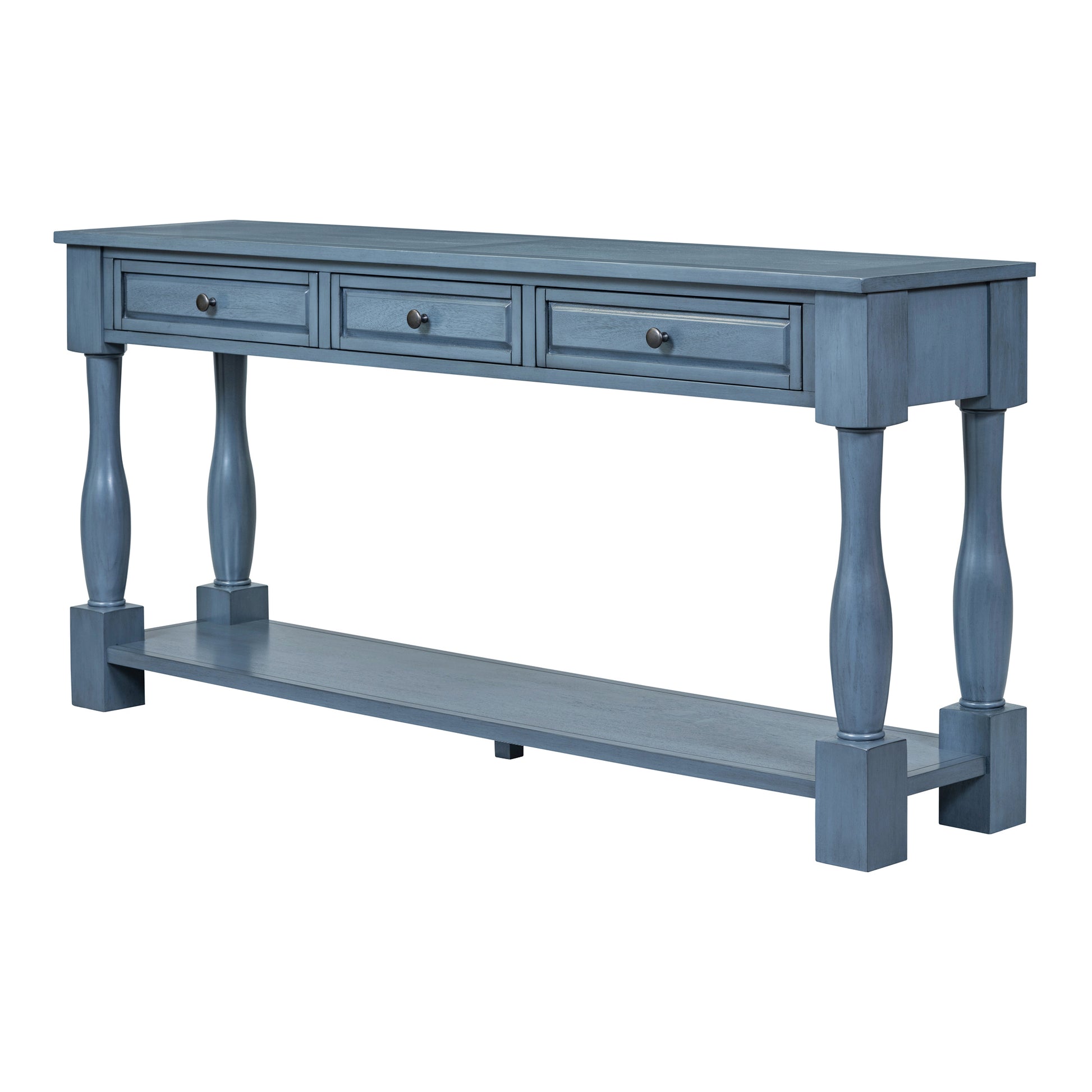 Console Table 63" Long Console Table With Drawers And Shelf For Entryway, Hallway, Living Room Navy, Old Sku: Wf299371Aam Navy Solid Wood