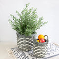 3 Pack Stackable Hand Woven Wicker Storage And Laundry Basket With Handles Gray Beige Plastic